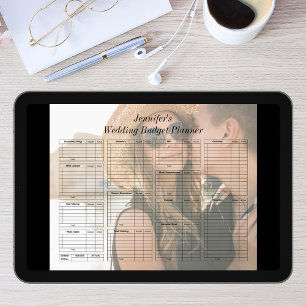 Póster planificador de presupuesto de boda de fotografía 