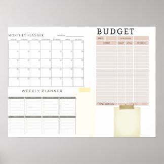 Póster Planificador de presupuesto mensual digital