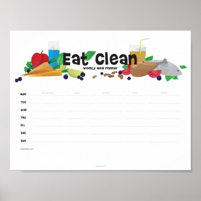 Póster Planificador semanal de comidas (Frente)