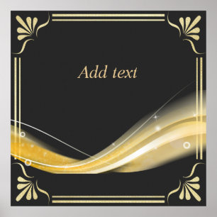 Póster Planilla de diseño de oro y negro ordenados,