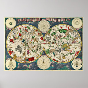 Póster Planisphæri coeleste Celestial Map Frederick De Wi