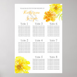 Póster Planner de la mesa de asiento del Boda amarillo Ma