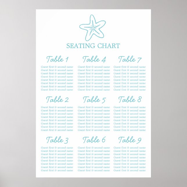 Póster Planner de la mesa de asiento del Boda estelar de  (Frente)