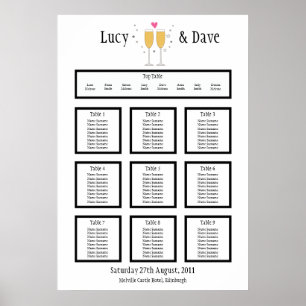 Póster Plano de asiento de mesa de Boda de la tostada de