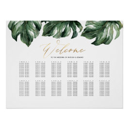 Póster Plano de asientos de color acuático tropical y bod