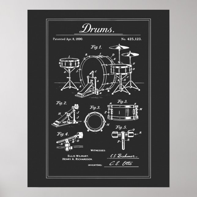 Póster Plano de batería vintage (Frente)