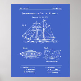 Póster Plano de buque de vela con patente