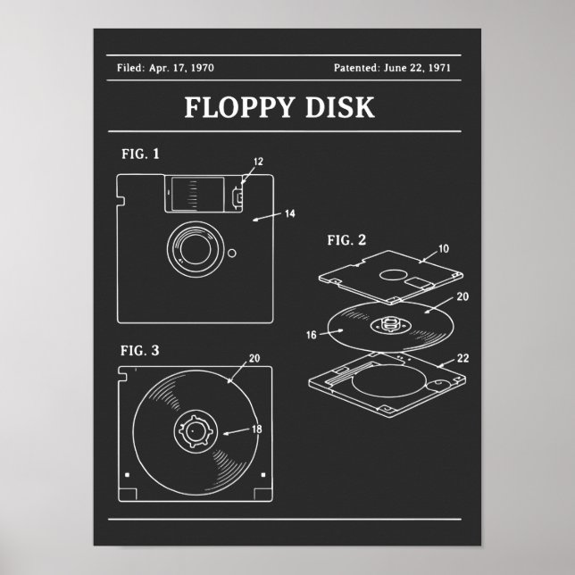 Póster Plano de Disco Floppy Retro (Frente)