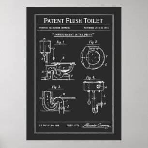 Póster Plano de Inodoro con Cisterna Patentado