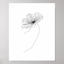 Póster Plano de línea de flor minimalista
