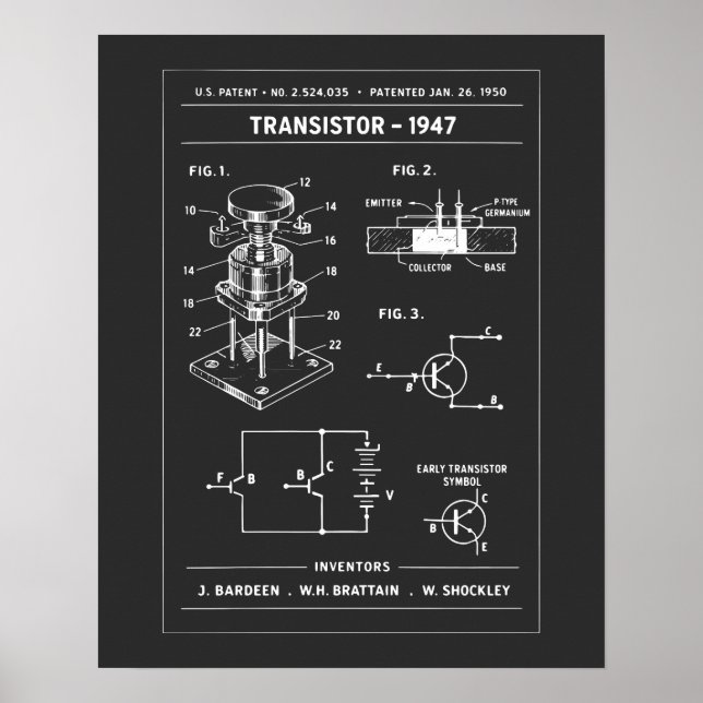 Póster Plano de patente de transistor (Frente)
