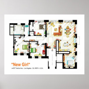 Póster Plano de planta del apartamento en loft de NEW CHI