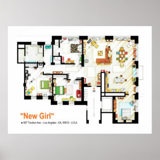 Póster Plano de planta del apartamento en loft de NEW CHI