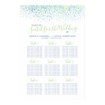 Plano de tabla de boda de acuarela abstracta azul 