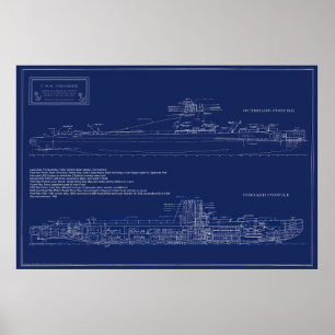 Póster Plano del submarino histórico Croaker