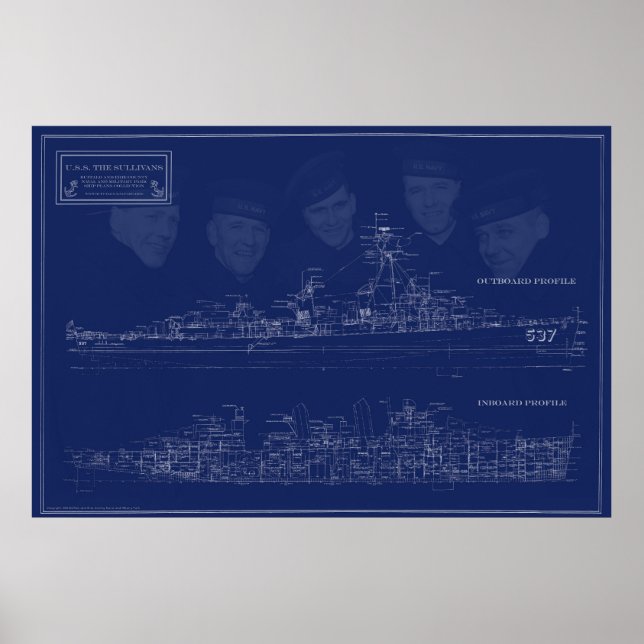Póster plano del USS The Sullivans con hermanos (Frente)