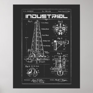 Póster Plano Industrial: Mecánica de Plataformas Petrolíf