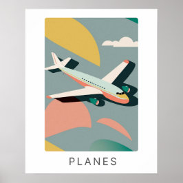 Póster Plano retro impreso en pastel | Transporte 2
