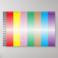 Plano semanal con color específico para cada día d