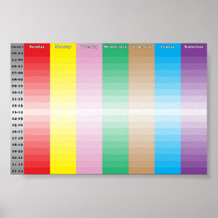Póster Plano semanal con color específico para cada día d