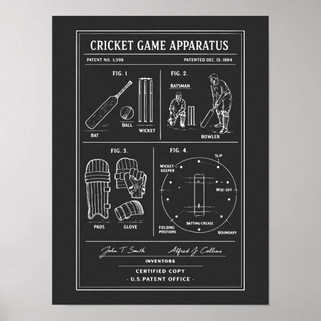 Póster planos de juego de cricket (Frente)