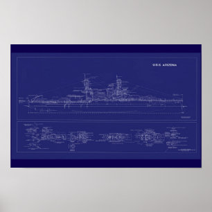 Póster Planos del acorazado USS Arizona