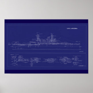 Póster Planos del acorazado USS Arizona