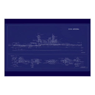 Póster Planos del acorazado USS Arizona
