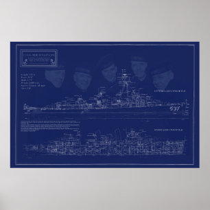 Póster Planos del USS The Sullivans