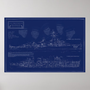 Póster Planos del USS The Sullivans DD-537