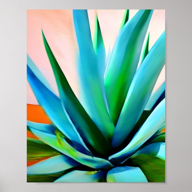 Póster Planta azul y verde agave (Frente)