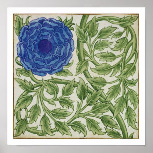 Póster Planta con flor azul (p/c sobre papel)