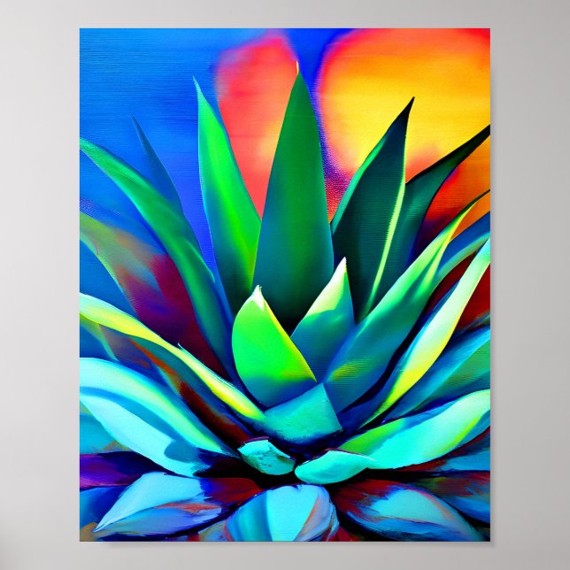 Póster Planta de Agave colorida (Frente)