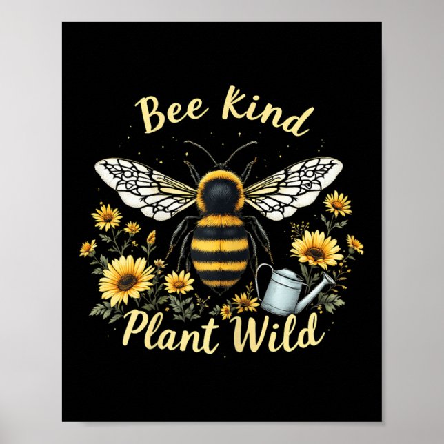 Póster Planta de Bee Kind Tierra de protección ambiental  (Frente)