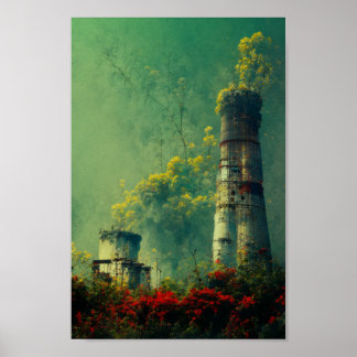 Póster Planta de energía nuclear