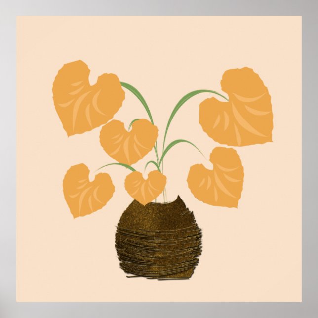 Póster Planta de filódendros en una olla de cobre (Frente)