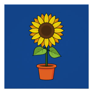 Póster Planta de girasol en una maceta