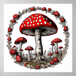 Póster Planta de hongos agaric de hongos hongos hongos