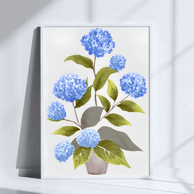Póster Planta de Hydrangea Azul | Hermosa acuarela floral (Subido por el creador)