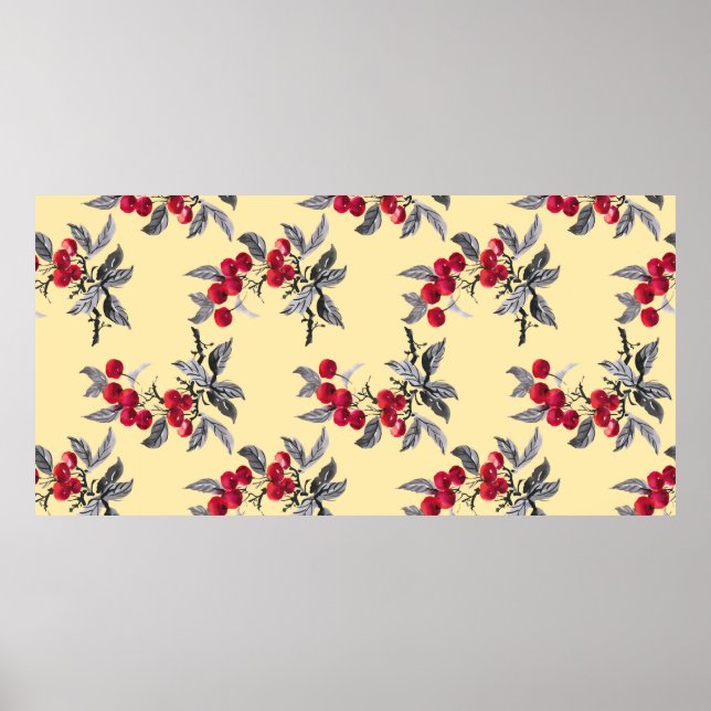 Póster Planta de rowan de jardín de acuarela sin inconven (Frente)