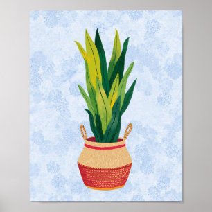 Póster Planta de serpientes azules pintada