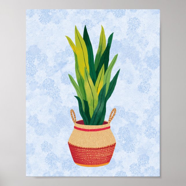 Póster Planta de serpientes azules pintada (Frente)