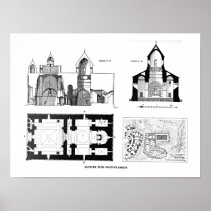 Póster Planta del Monasterio de Saint Bartholomew