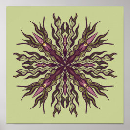 Póster Planta del Ojo Psicodélico - Mandala Botánico Surr