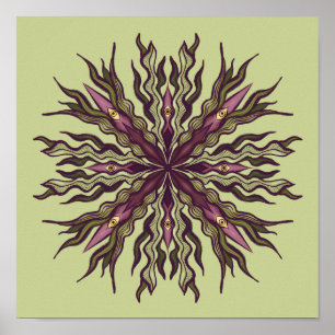 Póster Planta del Ojo Psicodélico - Mandala Botánico Surr