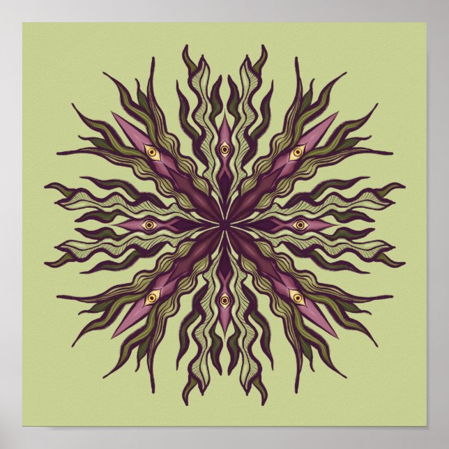 Póster Planta del Ojo Psicodélico - Mandala Botánico Surr (Frente)