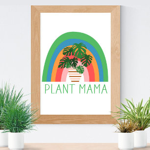 Póster Planta Mama Boho Rainbow Garden Monstera Leaves