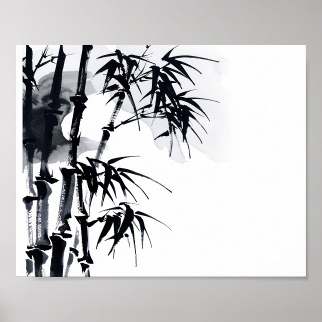 Póster Planta minimalista japonesa de bambú. (Frente)