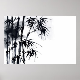 Póster Planta minimalista japonesa de bambú.