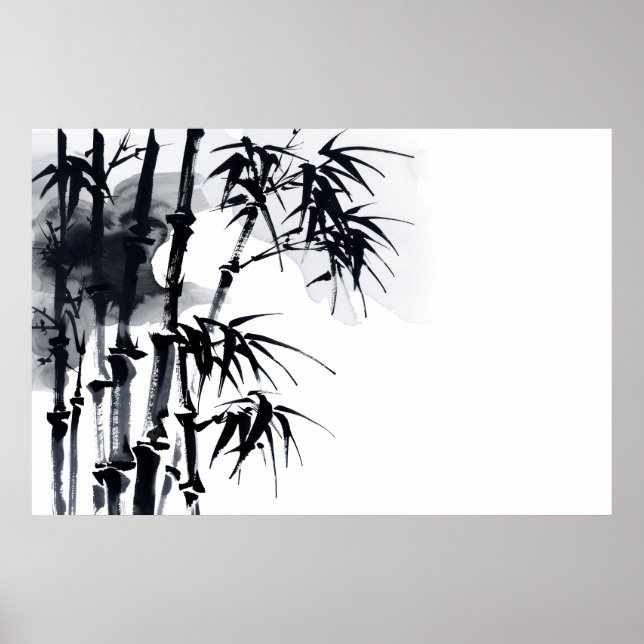 Póster Planta minimalista japonesa de bambú. (Frente)
